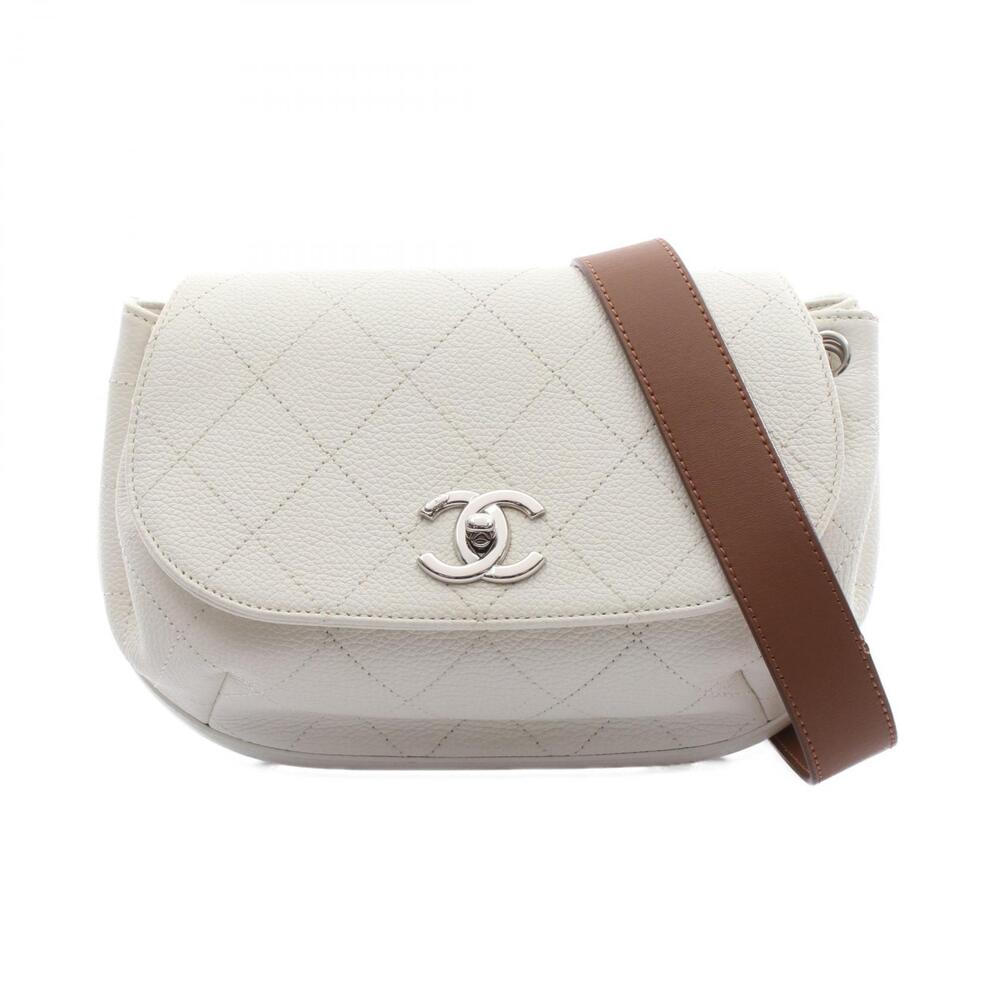 Chanel Shoulder Bag Caviar Skin Grained Calfskin White